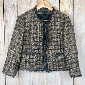 INC I Black and gold tweed blazer